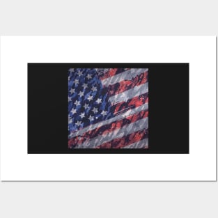 Rustic American Flag Posters and Art